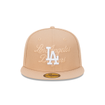 GORRA NEW ERA CAP LOS ANGELES DODGERS MLB TONAL SCRIPT 59FIFTY CERRADA BEIGE en STOCK