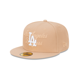 GORRA NEW ERA CAP LOS ANGELES DODGERS MLB TONAL SCRIPT 59FIFTY CERRADA BEIGE en STOCK