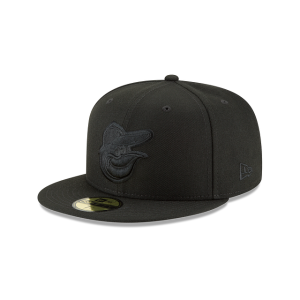 GORRA NEW ERA CAP BALTIMORE ORIOLES MLB BLACK ON BLACK 59FIFTY CERRADA en STOCK