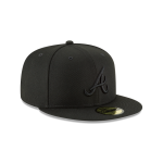 GORRA NEW ERA CAP ATLANTA BRAVES BLACK ON BLACK 59FIFTY CERRADA en STOCK