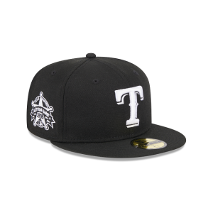 GORRA NEW ERA CAP TEXAS RANGERS MLB SIDEPATCH 59FIFTY CERRADA NEGRA en STOCK
