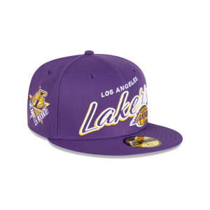GORRA NEW ERA CAP LOS ANGELES LAKERS NBA SCRIPT SIDED 59FIFTY CERRADA en STOCK